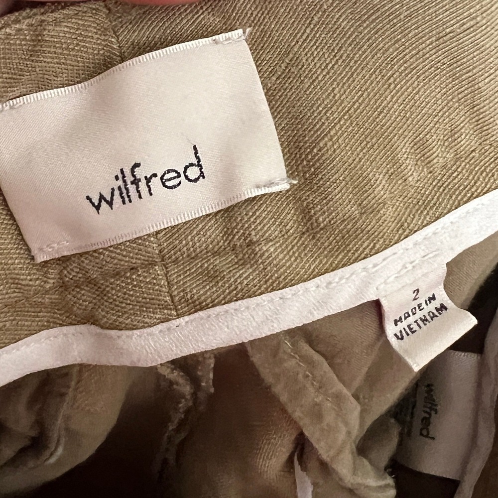 Wilfred Pants Linen Blend Olive Green Lightweight Spring Women Size 2 - Picture 6 of 11
